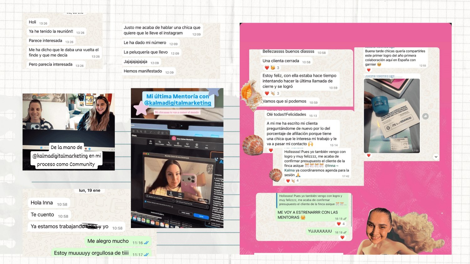 Mensajes de personas a las que Inna ha acompañado contando sus resultados